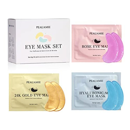 PEAUAMIE Under Eye Patches, Gold & Rose — 60 Count — image 11