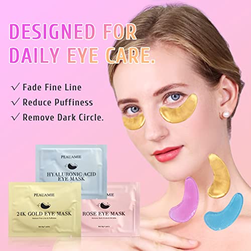PEAUAMIE Under Eye Patches, Gold & Rose — 60 Count — image 4