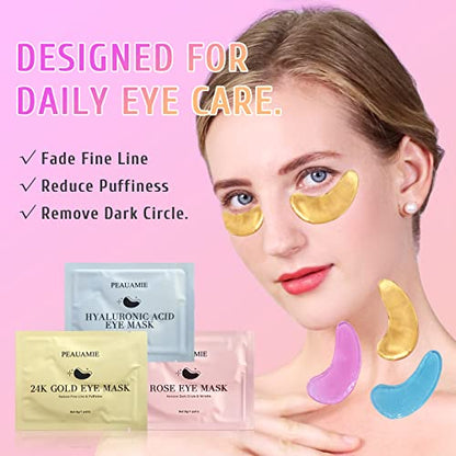 PEAUAMIE Under Eye Patches, Gold & Rose — 60 Count — image 4