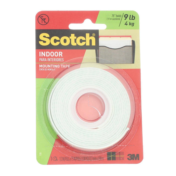 Scotch Indoor Mounting Tape, 0.5 in × 75 in — 4 Rolls