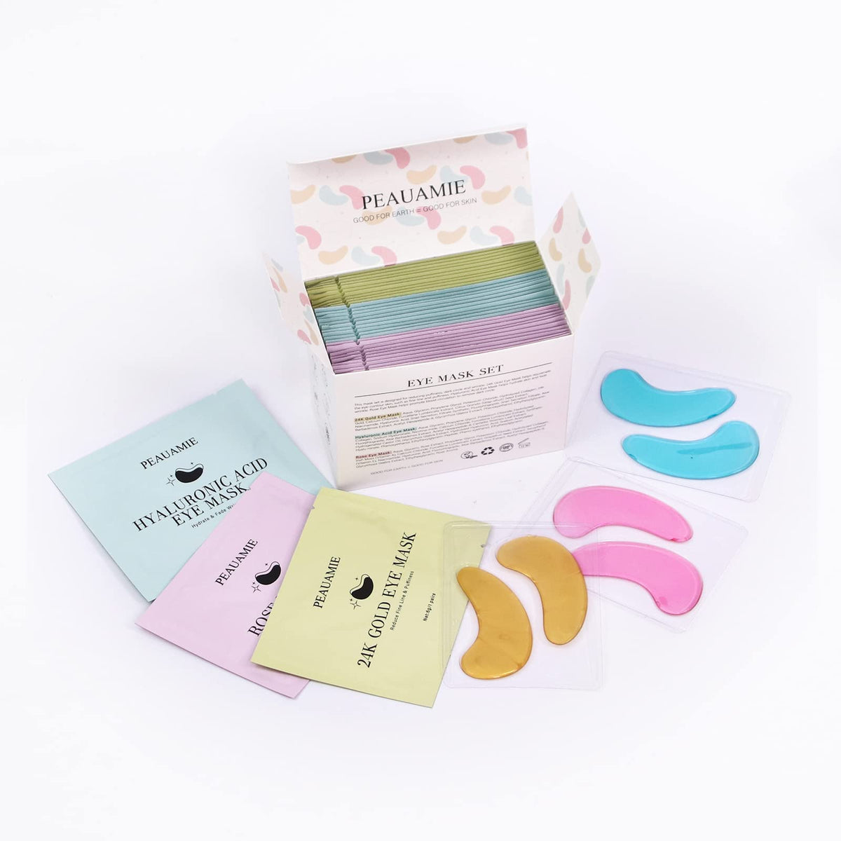 PEAUAMIE Under Eye Patches, Gold & Rose — 60 Count — image 12