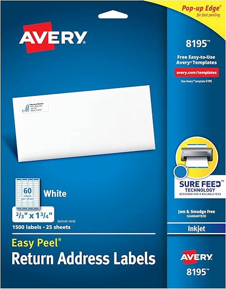 Avery Printable Return Address Labels — 1,500 Count