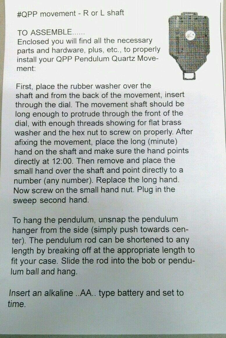 Takane Mini Quartz Pendulum Clock Movement with Hands — image 11