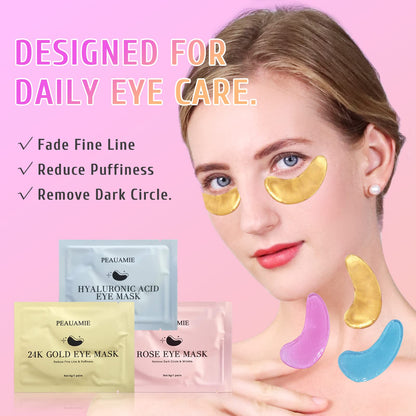 PEAUAMIE Under Eye Patches, Gold & Rose — 60 Count — image 3