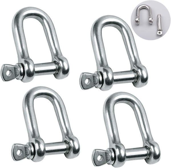 Reedny Stainless Steel 304 D-Shape Shackles — 5 Sizes