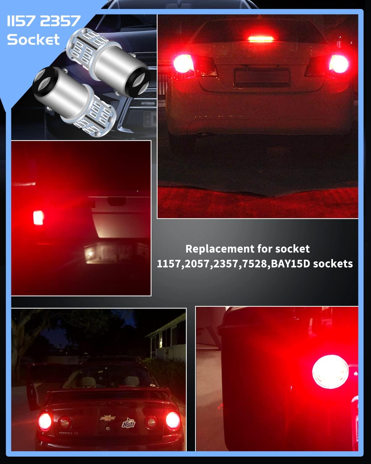 UNXMRFF 2357 1157 Red LED Brake Light Bulbs — Pack of 6 — image 5