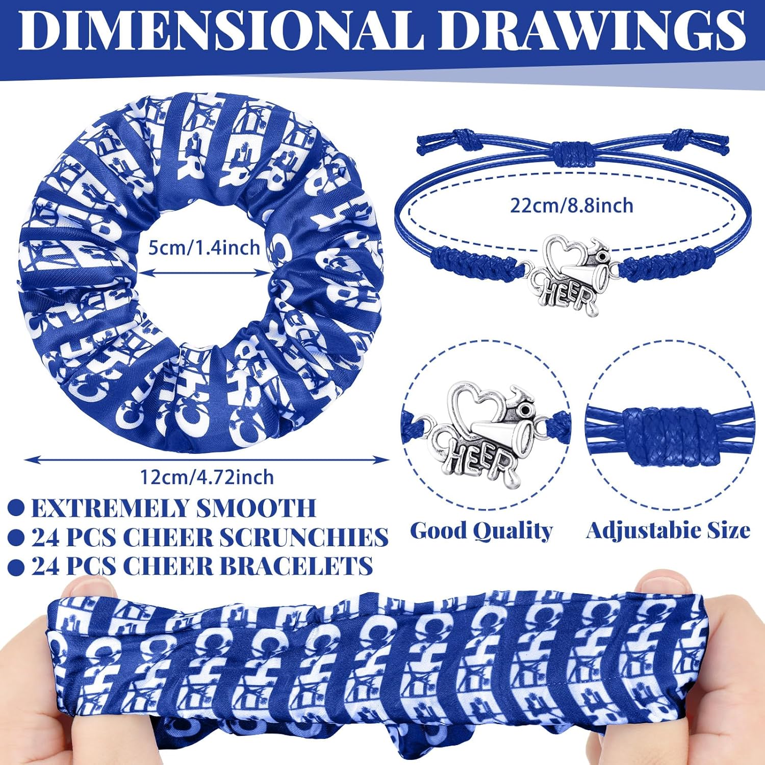Cheerleader Charm Bracelets & Hair Scrunchies — 20 Pcs