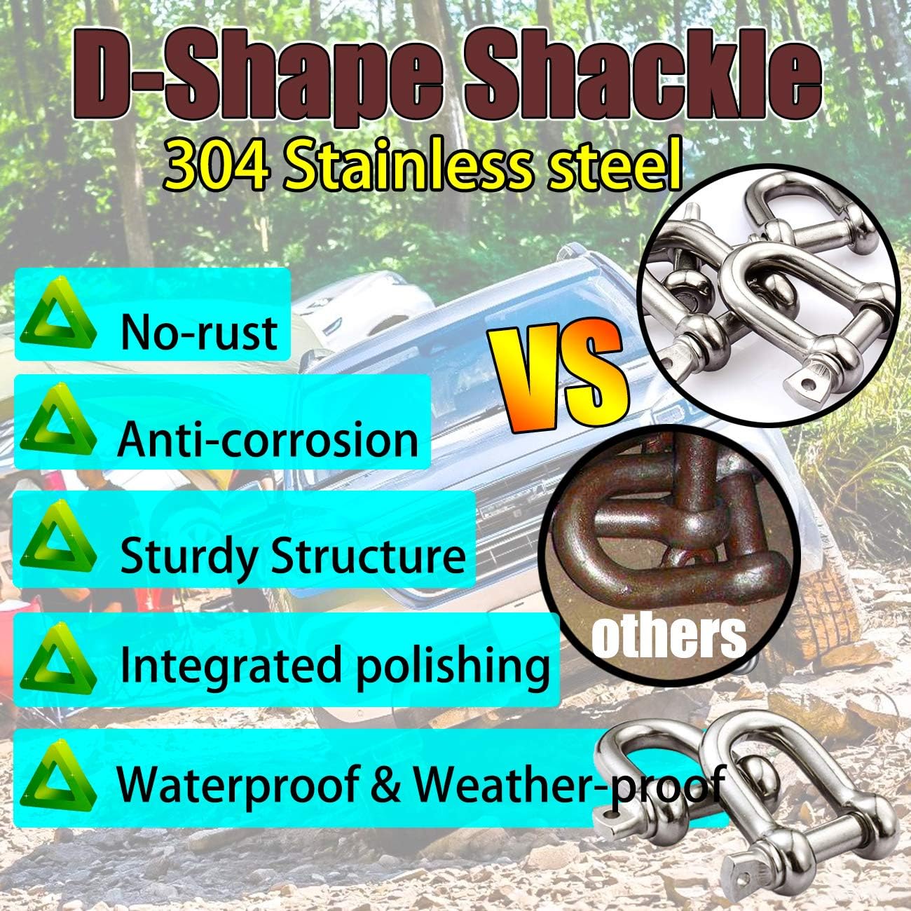 Reedny Stainless Steel 304 D-Shape Shackles — 5 Sizes — image 2